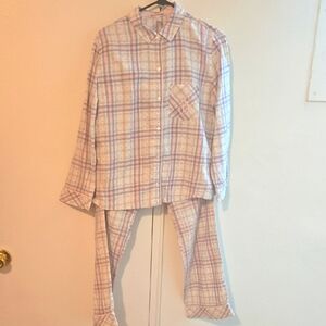 Victoria's Secret Pink, Silver and Blue Plaid Womens Pajama Set